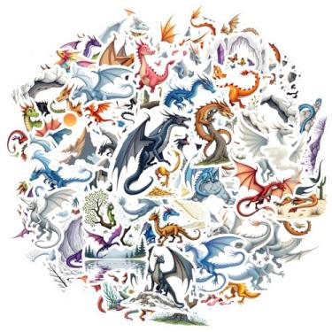 Imagem de 100 peças de adesivos de fantasia mítica de dragão DIY coloridos para telefone faça você mesmo, guitarra, laptop, notebook, mala, notebook, bagagem, copo para celular