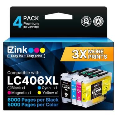 Imagem de E-Z Ink LC406XL LC406 Cartuchos de tinta para substituição de impressora Brother para LC406 XL LC406XL para Brother MFC-J4335DW MFC-J5855DW MFC-J6555DW MFC-J4535DW MFC-J6955DW MFC-J4345D XL