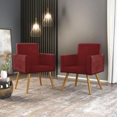 Imagem de Kit 2 Poltronas Nina Decorativa Moderna Suede Marsala Cor: Marsala