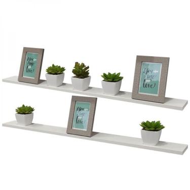 Imagem de Kit 2 Prateleiras 90X20cm Branca com Suporte Invisível