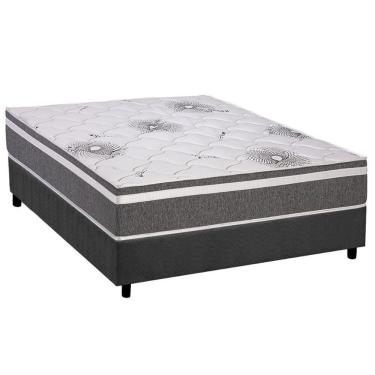 Imagem de Conjunto Box Casal: Colchão Espuma Polar D33 Pérola Premium + Base Crc Suede Gray (138x188)