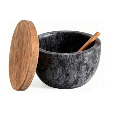 Imagem de Q.XING Caixa De Sal, Temperos, Recipiente Para Pimenta, Tigelas Adega Pedra, Com Tampa - Cinza Escuro