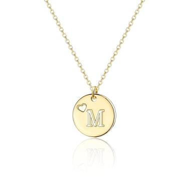 Imagem de Colar com inicial de ouro para meninas, elegante, banhado a ouro 14 k, colar com pingente de letra A-Z não mancha, conjunto de alfabeto de nome de corrente fina, joias personalizadas para crianças