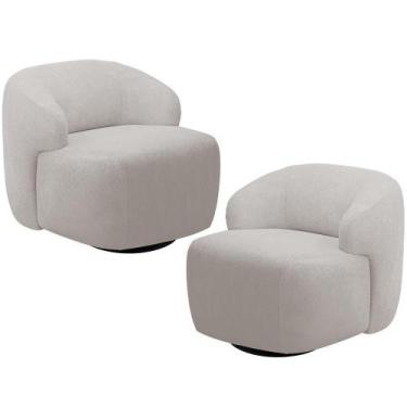 Imagem de Kit 02 Poltronas Decorativa Orgânica Giratória Para Sala Living Barolo