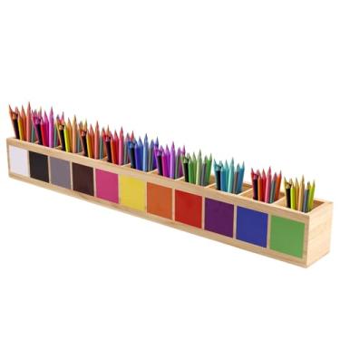 Imagem de Porta-Lápis de Cor Madeira, Organizador Lápis Cera com 11 Compartimentos Suporte Criativo para Marcadores para Crianças Lápis Cera Canetas e Materiais de Arte (Integrado)
