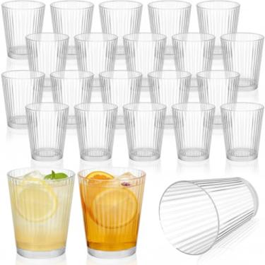 Imagem de Remerry 24 pacotes de copos de plástico com nervuras transparentes de 290 ml, copos de água com nervuras, transparentes, copos de vinho, suco reutilizáveis, para casa, piquenique, festa