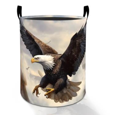 Imagem de Cesto de roupa suja Bald Eagle para meninos, meninas, crianças e adultos, caixa de armazenamento de roupas Oxford dobrável à prova d'água, organizador de pássaros American Freedom para quarto