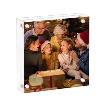 Imagem de Porta-retratos acrílico AMEITECH 15x15cm transparente de dupla face