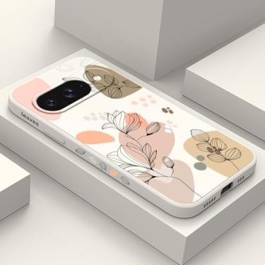 Imagem de LEECG Capa para Google Pixel 10, design fino de flores de silicone líquido para Pixel 10 capa de celular de 6,3 polegadas, Morandi Rice White