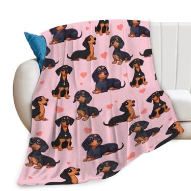 Imagem de Dachshund Cobertor de flanela Dachshunds cobertor de cachorro ultramacio aconchegante decoração de lã cobertores presente para crianças, meninos, meninas, adultos, sofá-cama 127 x 101 cm