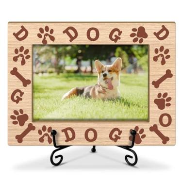 Imagem de Moldura de madeira com estampa de pata de cachorro, porta-retratos de presente memorial para animais de estimação, presentes para amantes de cães, dono de animais de estimação, moldura de 10 x 15 cm
