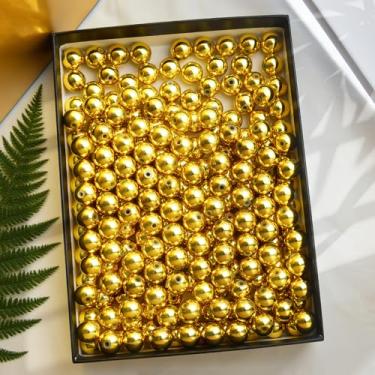 Imagem de Laopottbeads 230 contas douradas de 12 mm para fazer joias, kit faça você mesmo para pulseiras, brincos, colares e tornozeleiras