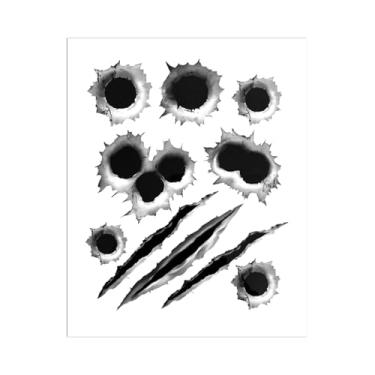 Imagem de HQRNYP Adesivos de furos de bala, decalques automotivos, simulação de furo de bala 3D e decoração de carro, acessórios automotivos à prova d'água PVC falsos tiros adesivos para capacete de janela de