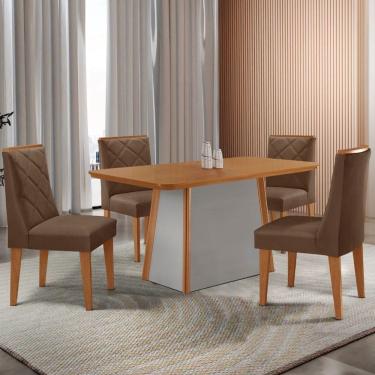 Imagem de Mesa De Jantar Diane 120cm Tampo Mdf Lam-4 Cadeiras Isadora