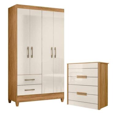 Imagem de Guarda Roupa Solteiro Chile E Cômoda Dhara Freijó Off White - Moval