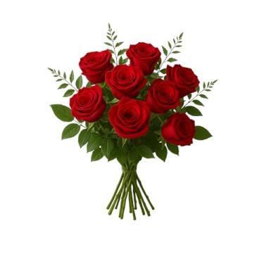 Imagem de Rosas Artificiais De Seda Artificial Flores Buquê De Hastes Longas Para arranjos De Peça Central De Mesa Casamento Decoração Cozinha Sala Escritório (Vermelha)