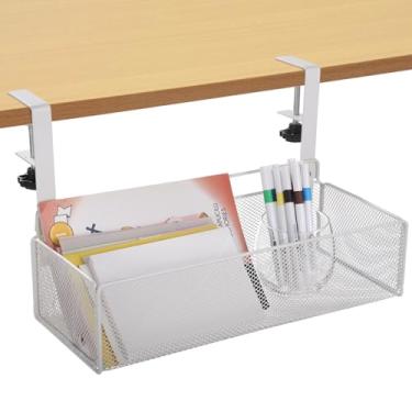 Imagem de LUMINFLY Organizador de gaveta sob a mesa, prateleira de armazenamento de malha ajustável para arquivamento, prateleira suspensa de metal, fácil instalação sem perfuração, perfeita para casa e