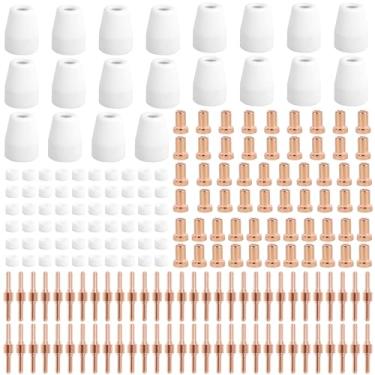 Imagem de 200 peças de pontas de cortador de plasma PT-31 serve para CUT-45 CUT-50 CT-312 MIG205MP, consumíveis de cortador de plasma com tocha de cortador de plasma PT-31 JG-40 LG-40