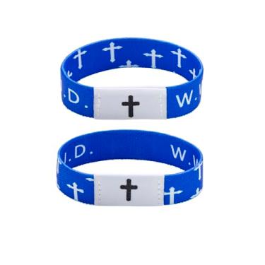 Imagem de ZKJTEARY 2 peças WWJD Pulseiras de versículo bíblico diário pulseira cruz cristã para mulheres homens pulseira de escrituras cristãs joias para mulheres homens O que Jesus faria pulseiras, presentes