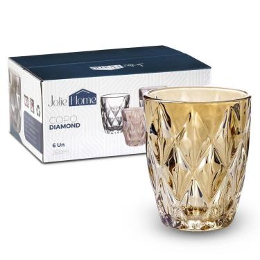 Imagem de Jogo De Copos Baixos Com 6Un Diamond 260Ml Cor Dourado Amber