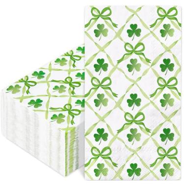 Imagem de AnyDesign Guardanapos de papel para convidados do dia de São Patrício, 40 peças, aquarela, arco de trevo, toalhas de mão descartáveis para festa irlandesa, férias, jantar, casa, banheiro, mesa