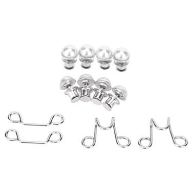 Imagem de Conjunto extensor de botão de fivela de cintura ajustável, ferramenta removível, alfinetes de botão jeans reutilizáveis ​​gratuitos para calças, saias, coleiras, aço inoxidável, 8 (Branca)