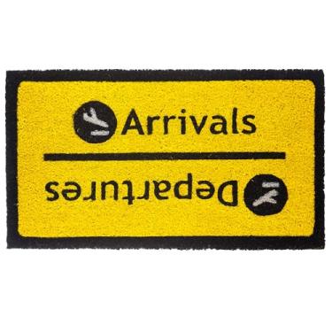 Imagem de Fisura – Tapetes de porta originais "Chegadas/Saídas", capachos de porta para ambientes internos e externos, tapete de porta de entrada, tapete antiderrapante com base de PVC feito de fibra de coco