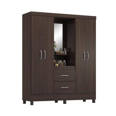 Imagem de Guarda-Roupa Solteiro Embers 4 Portas 2 Gavetas Café