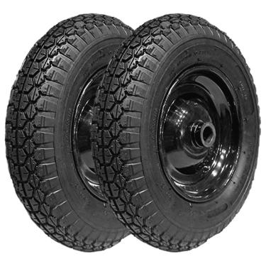 Imagem de Kit 2 Pneus Carrinho De Mão Carriola Industrial 350-8 + Camaras + Rodas Buffalo
