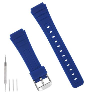 Imagem de 20mm Pulseira de Relógio Compatível com F91W F84 F105 A158 A168 AE1200, Pulseira Relógio Digital de Resina TPU com Acabamento Fosco para Homens e Mulheres(Azul Escuro)
