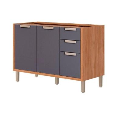 Imagem de Gabinete P- Pia Cozinha Balcão S- Tampo Eloise C- 2 Portas E 3 Gavetas 120cm Cinamomo-titanium - Mgm