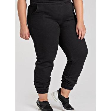 Imagem de Calça Feminina Jogger Plus Size em Moletom Peluciada Bolsos Laterais - Serena-Feminino
