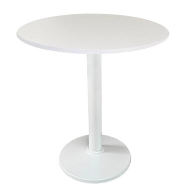 Imagem de Mesa Zeta Ferro Branco 75 Cm (alt) Disco Redondo Tampo Mdp Redondo 70 Cm (larg) X 2,5 Cm (alt) Branco