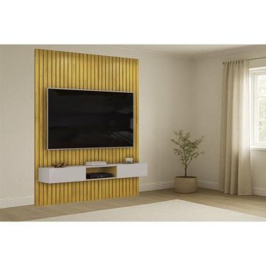 Imagem de Rack Bancada C/ Painel P/ Tv Trento 183x240cm Cedro/bali - Dj Móveis