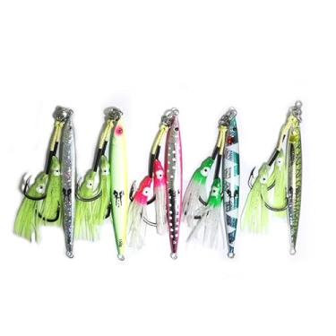 Imagem de Gabaritos de peixe grande de perfil pequeno com ganchos de assistência GG. Iscas de jigging de velocidade lenta para Amberjack, Yellowtail, garoupa, cobia, bacalhau, atum 150 g. Isca de alto mar