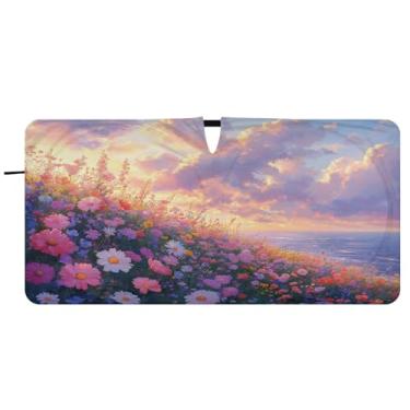 Imagem de Blueangle Wildflowers by The Sea Para-brisas Para-brisas - 149.9 cm x 76.2 cm Dobrável Carro Frontal Para-sol Bloqueia Raios UV Viseira de Sol (788)