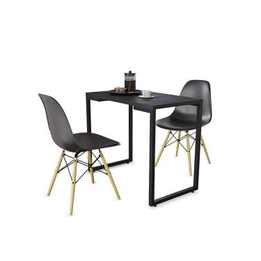 Imagem de Mesa Multiuso Preto 90 Cm Com 02 Cadeiras Eiffel Preto
