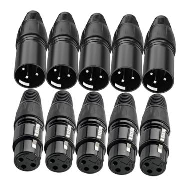 Imagem de Milageto Conector de cabo de microfone, plugue de áudio para microfone, conector XLR de 3 pinos, acessórios para shows, Preto 10 Peças