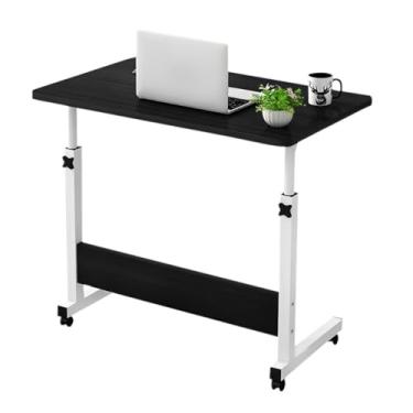 Imagem de Mesa ajustável multifuncional com rodízios - Adequada para laptop, cama, sofá e escritório doméstico, fácil de mover (Preto)