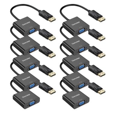 Imagem de DoroJepi Adaptador DisplayPort para VGA pacote com 10, adaptador DisplayPort DP para VGA unidirecional macho para fêmea 1080P compatível com computador, laptop, PC, desktop, placa gráfica, para