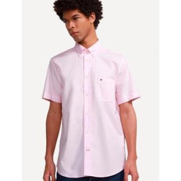 Imagem de Camisa Tommy Hilfiger Masculina Manga Curta Regular Pocket Poplin Rosa Claro-Masculino