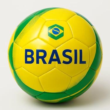 Imagem de Bola de Futebol Brasil, Tamanho N.5, Verde e Amarelo, para Campo e Quadra, Modelo Torcedor, Infantil