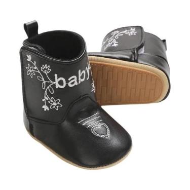 Imagem de Botas De Bebê Retro Em PU Com Estampa E Bordado, Calçados Casuais Para