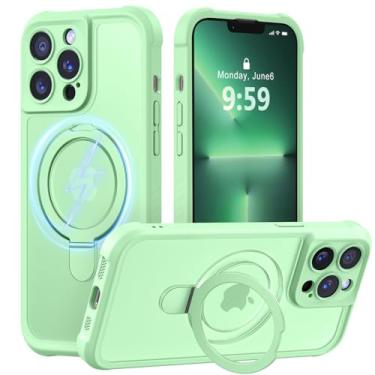 Imagem de MOCCA Capa projetada para iPhone 13 Pro com suporte magnético invisível [proteção total da câmera] [compatível com Magsafe] Capa para celular à prova de choque translúcida fosca à prova de choque 15.5