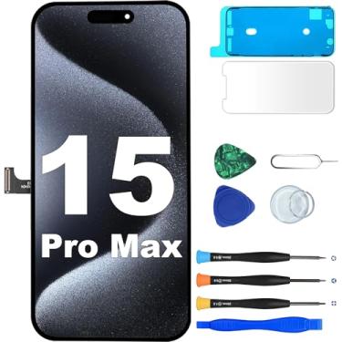 Imagem de MP+ Tela de substituição para iPhone 15 Pro Max, [FHD] [COF] Montagem digitalizador de tela sensível ao toque 3D com fita adesiva à prova d'água