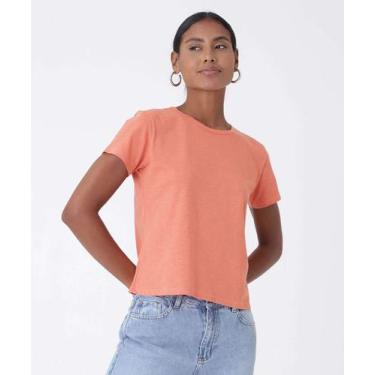 Imagem de Blusa Feminina Básica Flamê Manga Curta Marisa-50013, Laranja, M