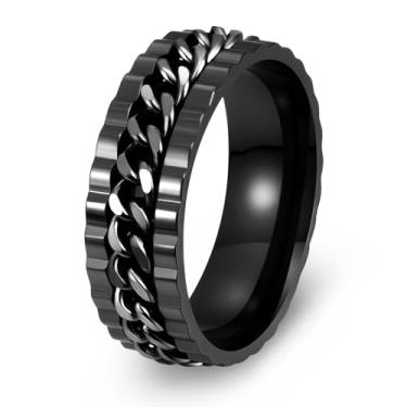 Imagem de Udolfly Anéis de ansiedade para homens e mulheres, anéis giratórios para adultos, anéis de aço de titânio, 6, Titânio e aço inoxidável, Sem pedra preciosa