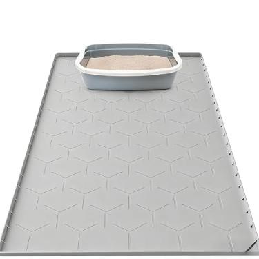 Imagem de Tapete de silicone para pets • À prova d’água • Ideal para areia de gato Facil de limpar! Resiste à molhagem!(87cm*56cm Cinza claro)
