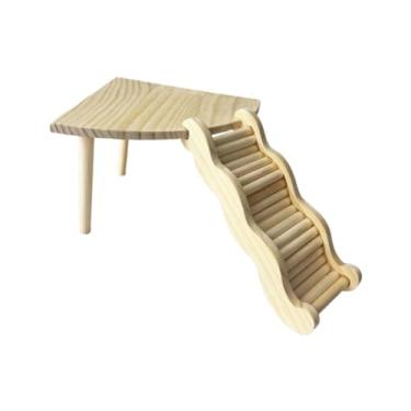 Imagem de Ｂｅｓｇａ Plataforma de madeira para hamster com escada, brinquedo para escalar, esconderijo e acessórios para gaiola de ratos, Table and L Ladder