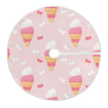 Imagem de Wassud Saia para árvore de Natal com laços seguros, 35,4 polegadas, casquinhas de sorvete, tapete festivo de árvore de Natal para festas de ano novo, decoração de casa